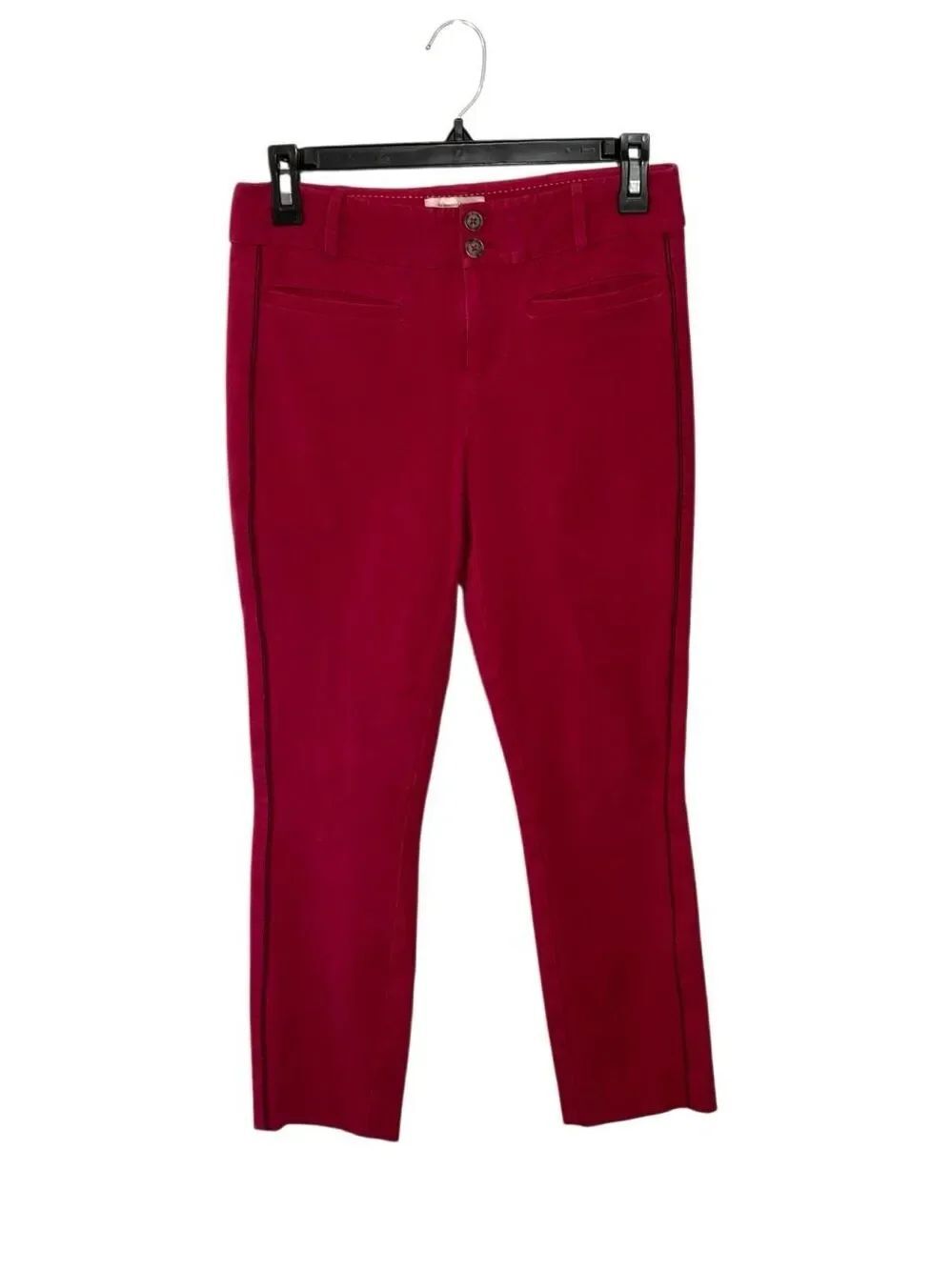 Anthropologie “The Essential Slim” deep red cotton stretch pants - 4